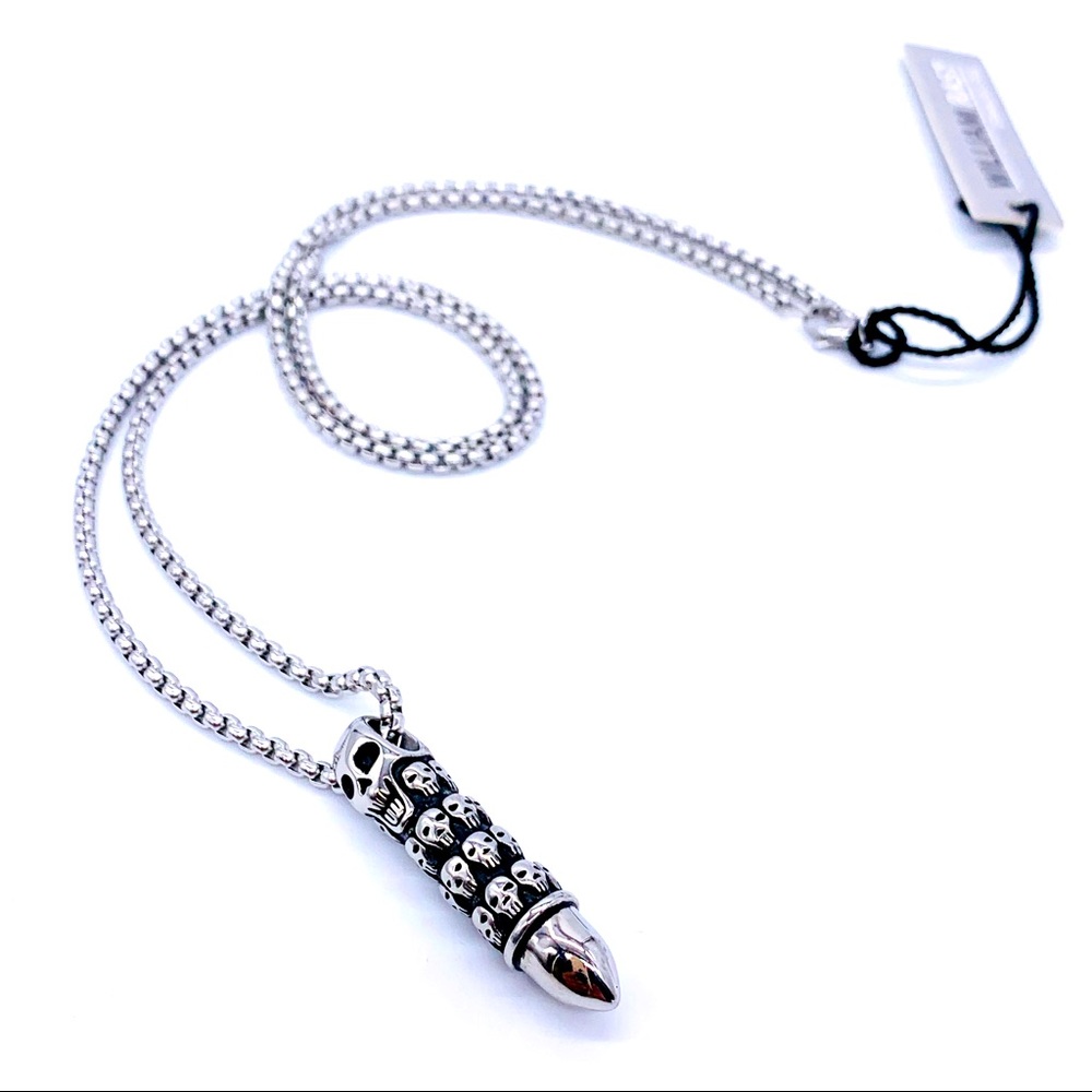 William Rast Men’s Tough Guy Bullet Skull Necklace